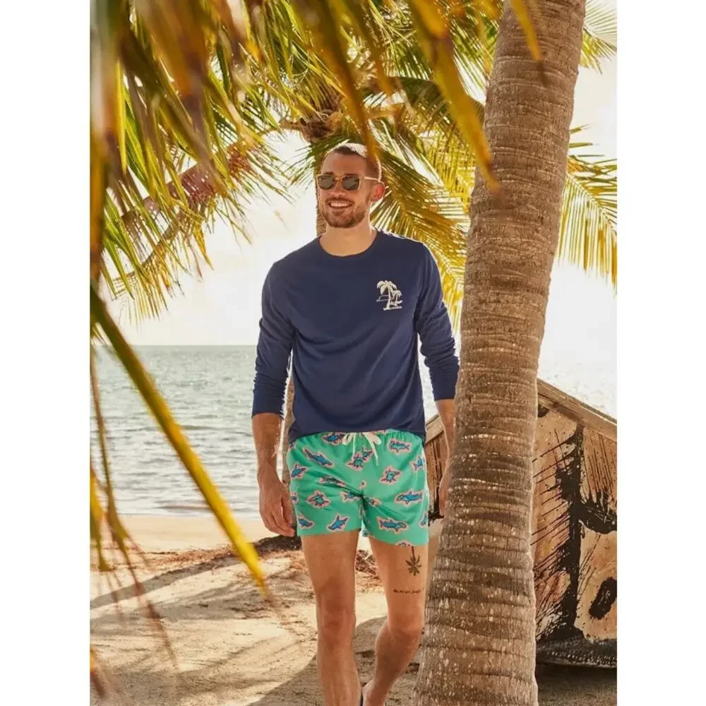 NEW‎ Chubbies Men's Teal Pink Shark Swim Trunks Size XXL 5.5 Inch Inseam